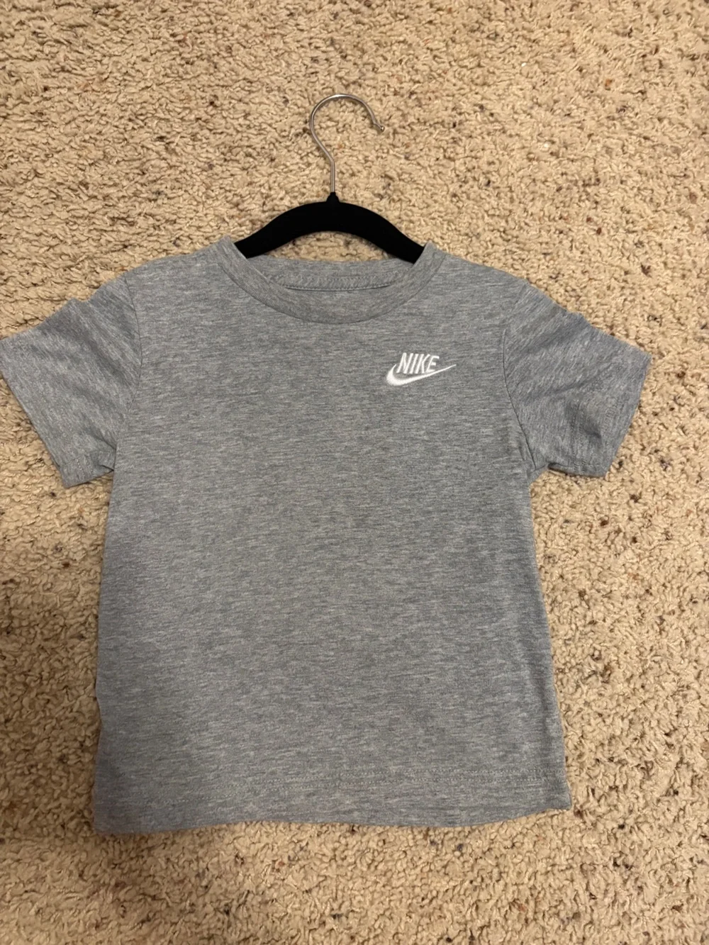 Nike Kids Heather Gray Short Sleeve Tee with White Logo